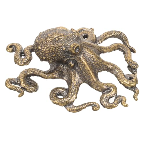 MAGICLULU Mini-Krake-Figur Aus Messing Feng-Shui-Krake-Statue Glücklicher Oktopus Reichtum Tierskulptur Sammlerfigur Ornament Für Zuhause Schreibtisch Büro Dekoration von MAGICLULU