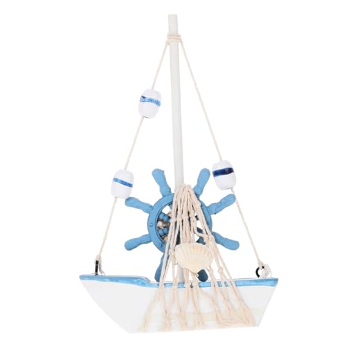 MAGICLULU Mini-Segelboot-Modell Yacht Dekorleben Küsten Qualle Strand Muschel Boot-Verzierung Büro-Segelboot- Segelboot für den Desktop Wohnaccessoires Schlafzimmer segelboot Holz von MAGICLULU