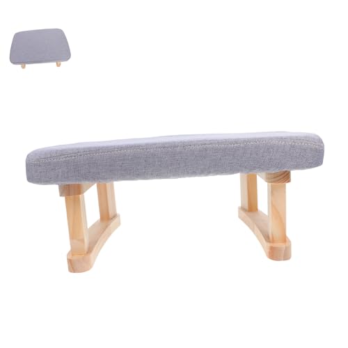 MAGICLULU Kleiner Fußhocker aus Holz Eleganter Schuhwechselhocker Vielseitig für Wohnzimmer Schlafzimmer oder Büro mit Weichem Stoffbezug Kompakt und Komfortabel von MAGICLULU