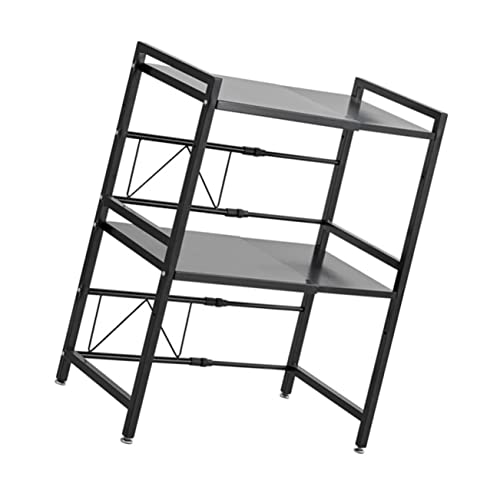 MAGICLULU Multifunktionales Ausziehbares Küchenregal aus Hochwertigem Platzsparendes Aufbewahrungsregal für Mikrowelle und Bad Stabiler Organizer mit Verstellbarem Stauraum Schwarz von MAGICLULU