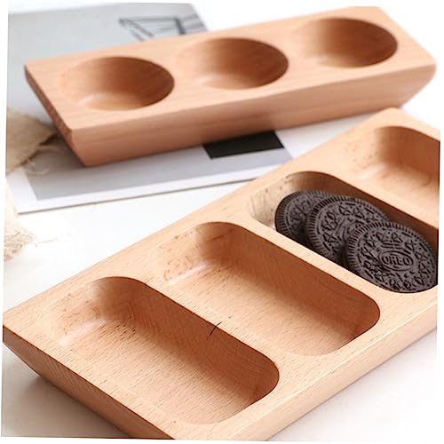 MAGICLULU Natürliche Holz Snackplatte mit Fächern Becherteller für Saucen Gewürze und Snacks Serviertablett für Partys Hochzeiten und von MAGICLULU