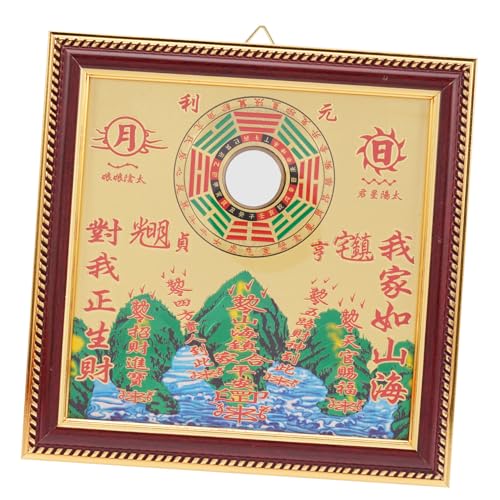 MAGICLULU Chinesischer Bagua Spiegel aus Dichtem Brett Exorzismus Dekoration Trigramm Spiegel im Chinesischen Stil Segensschmuck für Schreibtisch für Freunde von MAGICLULU