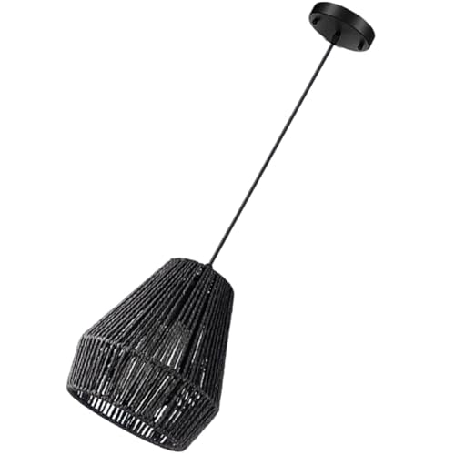 MAGICLULU Paper Rope Pendelleuchte Rattan Optik Gewebter Lampenschirm Natürliche Atmosphäre Moderner Stil für Wohnzimmer Schlafzimmer Flur Hotel und Küchenbeleuchtung von MAGICLULU