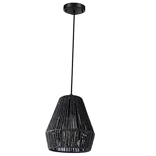 MAGICLULU Pendelleuchte Papierseil Lampenschirm Geflochten Rattan Stil Modern Wohnzimmer Küche Esszimmer Beleuchtung Schlafzimmer Lampe Ohne Leuchtmittel Schwarz MAGICLULU Pendelleuchte Papierseil Lampenschirm Geflochten Rattan Stil Modern Wohnzimmer Küche Esszimmer Beleuchtung Schlafzimmer Lampe Ohne Leuchtmittel Schwarz von MAGICLULU