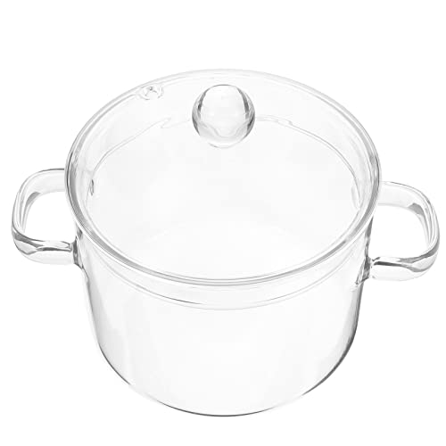 MAGICLULU Hitzebeständiger Glastopf Mit Deckel Transparent Kochtopf Für Suppen Instantnudeln Und Babynahrung Ergonomischer Doppelgriff Langlebiges Borosilikatglas von MAGICLULU