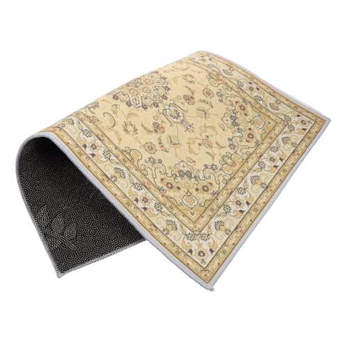 MAGICLULU Retro Polyester Teppich Beige mit Staubschutz Kunstvoll Bedruckte Wohnbereich Dekoration Sanft und Strapazierfähig als Schlafzimmer Bodenmatte von MAGICLULU