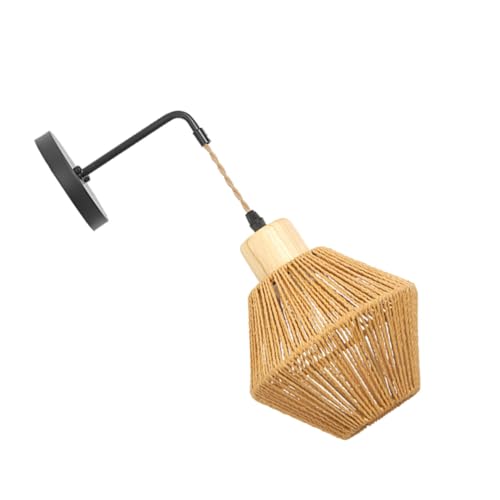 MAGICLULU Retro-wandlampe Wohnzimmer Wandlampe Rustikales Licht Rattan -lampenschatten Rattanlampe Dekorativ Wandlampe Für Wohnzimmer Wandleuchte Licht Dekorative Wandleuchte Rattan von MAGICLULU