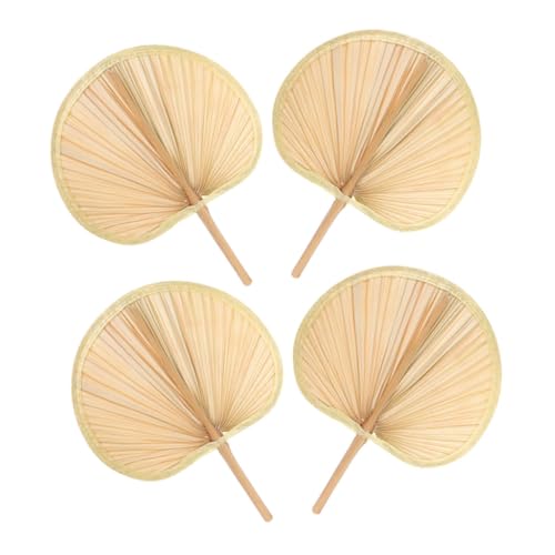 MAGICLULU Rohrkolben-Fan Oberer Behälter Kleiner Roller Handgefertigt Bildschirmlüfter Pro Armbandschmuck Zusammenklappbarer Roller Herzförmige Kuchenform Artikel Zubehör Beige Bananenblatt von MAGICLULU