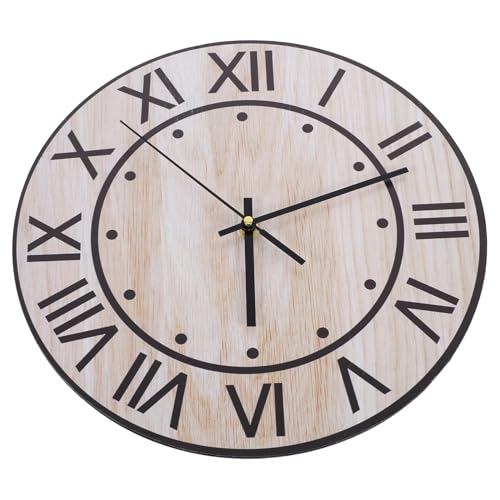 MAGICLULU Runde Holz-wanduhr Im Vintage-Stil Geräuschlos Mit Holzmaserung Für Heimbüros Und Schuldékor Dekorative Bauernhausuhr Stilvolle Küchenwanduhr von MAGICLULU