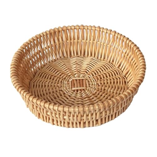 MAGICLULU Runder Brotkorb Aus Weide 25 Cm Geflochten Präsentationskorb Für Obst Süßigkeiten Gemüse Snacks Gebäck Chips Servierteller Ostereier Couchtisch Teedekoration von MAGICLULU