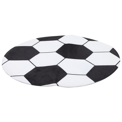 MAGICLULU Runder Fußballteppich Sportliche Bodenmatte für Schlafzimmer Wohnzimmer und Kinderzimmer rutschfest Waschbar mit Einzigartigem Fußballmuster für Kreative Raumgestaltung von MAGICLULU