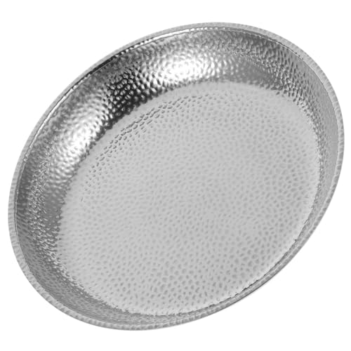 MAGICLULU Runder Hammered Teller Multifunktionale Servierplatte für Steak Bbq Nudeln und Früchte Rostfrei Design für Küche und Garten von MAGICLULU
