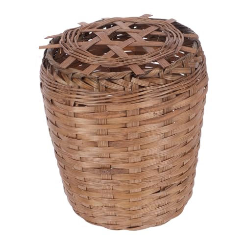 MAGICLULU Runder Holzgewebter Papierkorb mit Deckel Robuster Abfallkorb für Büro Badezimmer und Wohnzimmer zur Aufbewahrung Kleinigkeiten MAGICLULU Runder Holzgewebter Papierkorb mit Deckel Robuster Abfallkorb für Büro Badezimmer und Wohnzimmer zur Aufbewahrung Kleinigkeiten von MAGICLULU