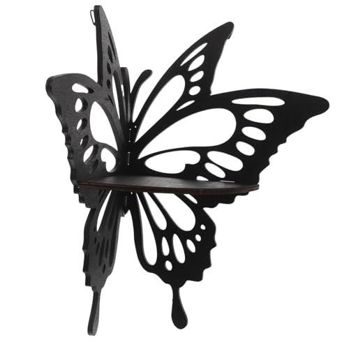 MAGICLULU Schmetterlings-wandregal Wände Schwebende Eckregale Schwebendes Eckwandregal Ästhetische Raumdekoration Wandregale Schmetterlingsregal Zur Wandmontage Anzeige Ecke Black Holz von MAGICLULU