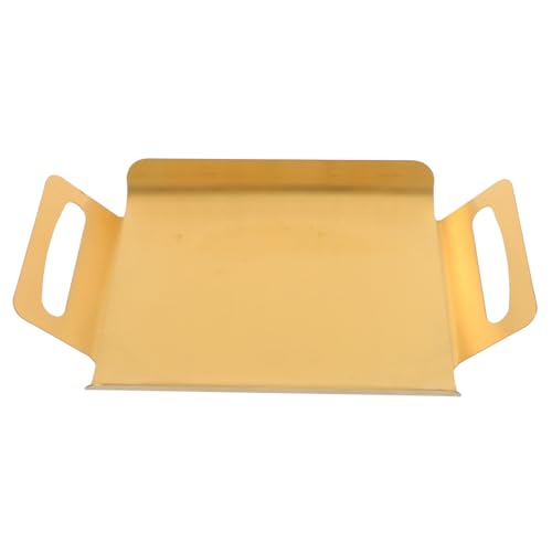 MAGICLULU Servierplatte mit Griffen Rechteckiges Tragbares Tablett Goldfarben Vielseitig für Kuchen Brot Desserts Tee Backwaren Stilvolles Buffet und Haushalts Serviertablett von MAGICLULU