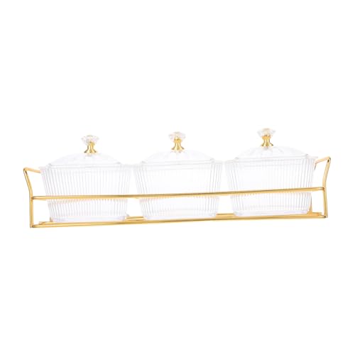 MAGICLULU Set mit 3 Servierschüsseln mit Deckel – Metallregal Snackschale Obstschale - Süßigkeiten- und Gewürz-Organizer für Die Unterhaltung Geschirrset von MAGICLULU