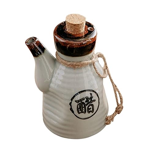 MAGICLULU Sojasaucenflasche Aus Keramik Ausgießer Ölflasche Aus Steingut Ponzu-flasche Öl-mengentopf Olivenölkrug Aus Porzellan Traditionelle Essig-menge Würze Weiß Japanischer Stil Holz von MAGICLULU