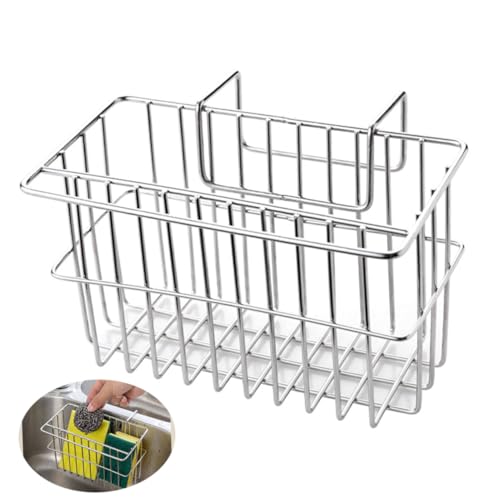 MAGICLULU Spülbecken Organizer Hängender Aufbewahrungskorb mit Abtropffunktion für Schwamm Bürste Seife Küchenorganizer für Sauberes Spülen und Platzsparende Küchennutzung von MAGICLULU