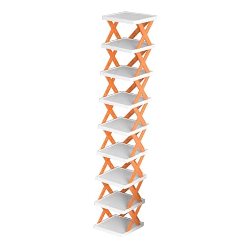 MAGICLULU Stapelbarer Schuhregal mit Freistehender Schuhorganizer Orange für Platzsparende Schuhaufbewahrung Einfach zu Montieren und Pflegeleicht von MAGICLULU