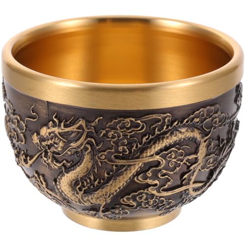 MAGICLULU Teetasse Messing Chinesische Schatzschale Opferschale Für Den Altar Kaffeetasse Britisch Kelch Kelch Statuendekor Wicca Altar Schale Wasserbecher Büro Saft Glas Kupfer Jahrgang von MAGICLULU