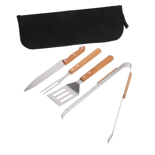 MAGICLULU Teiliges BBQ Utensilien mit Holzgriff Ergonomische Grillbesteck Kombination Tragetasche Robustes Grillwerkzeug für Picknick Camping Strand und Gartenfeier von MAGICLULU