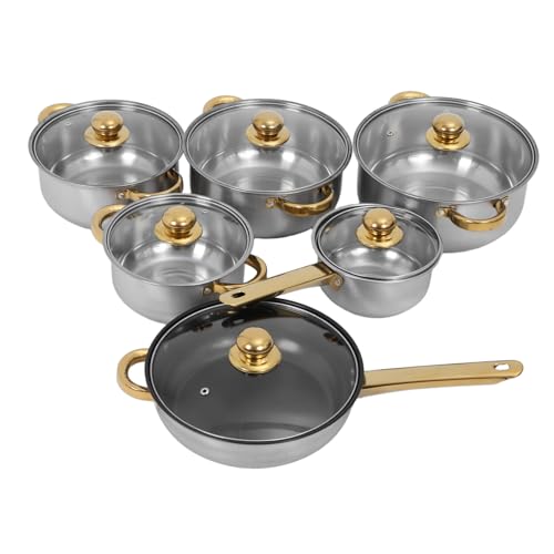 MAGICLULU Teiliges Edelstahl Kochgeschirr Set mit Antihaft bratpfanne und Suppentopf Stilvolles Modernes Küchenset für Vielseitiges Kochen zu Hause Induktionsgeeignet Langlebig und Elegant MAGICLULU Teiliges Edelstahl Kochgeschirr Set mit Antihaft bratpfanne und Suppentopf Stilvolles Modernes Küchenset für Vielseitiges Kochen zu Hause Induktionsgeeignet Langlebig und Elegant von MAGICLULU