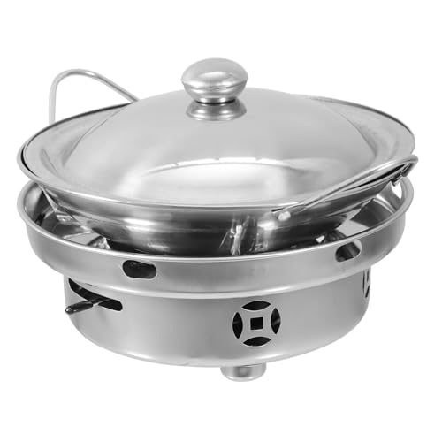 MAGICLULU Teiliges Kochgeschirr Set mit Alkoholkocher Dicker Hitzebeständiger Runder Hot Pot mit Doppelgriff Sicherer Haushaltstopf für Zuhause Restaurant und Camping von MAGICLULU