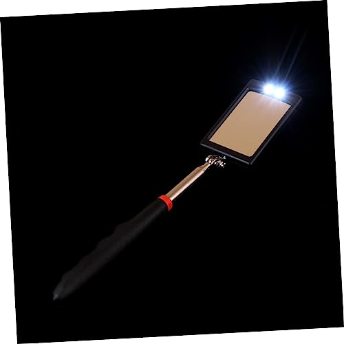 MAGICLULU Teleskop Inspektionsspiegel mit LED Beleuchtung Flexibler Schwenkbarer Fahrzeugprüfspiegel Ausziehbar Rechteckiger Spiegel für Kfz und Maschineninspektion von MAGICLULU