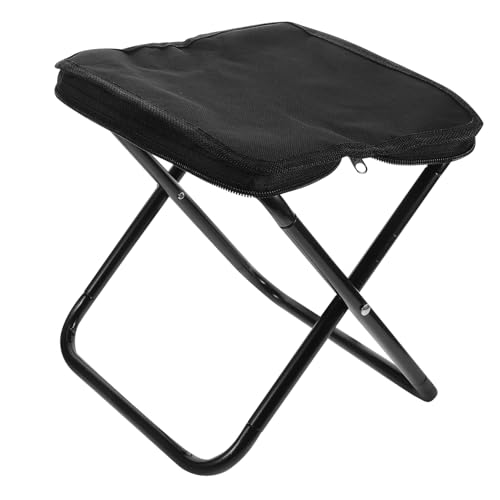 MAGICLULU Tragbare Bank Wanderstuhl Kleiner Klappstuhl Mini-Klapphocker Mini-Hocker tragbare Stühle, klappbar klappbare Angelhocker Tragbarer Campinghocker Kompakter Stuhl Stahlrohr Schwarz von MAGICLULU