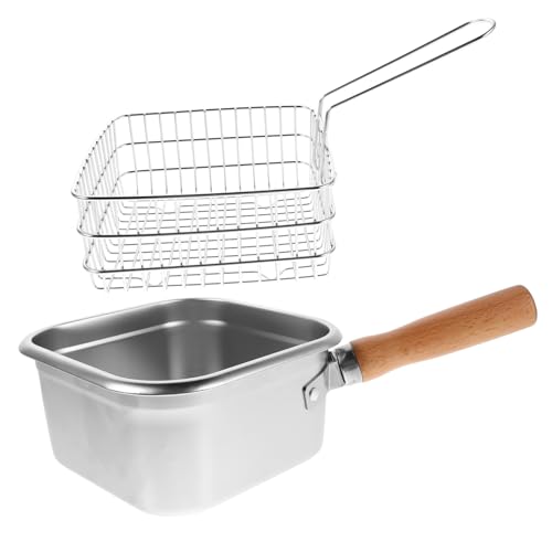MAGICLULU Tragbarer Edelstahl Frittier-topf mit Korb Kompakt und Multifunktional für Camping Picknick Kleine Küchen Geeignet zum Frittieren und Kochen von Fisch Pommes Hähnchen von MAGICLULU