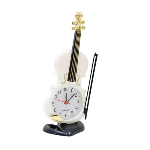 MAGICLULU Uhr fürs Büro Schlafzimmer dekor dekorative Uhren Digitaluhr die Büroeinrichtung Vintage-Dekor Wecker in Geigenform Tischuhr Stimulation Geige Wecker Modellieren Ornamente Weiß von MAGICLULU