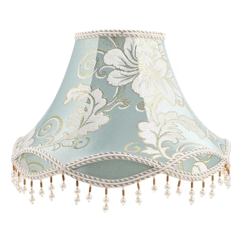 MAGICLULU Viktorianischer Lampenschirm aus Stoff: E27 Vintage Lampenschirm mit eleganter Perlenquaste - Lichtabdeckung Ersatz für Tisch-Stehlampe von MAGICLULU