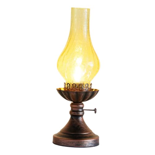 MAGICLULU Vintage Tischlampe Retro Kerosinlampe für Schreibtisch Gemütliche Beleuchtung für Schlafzimmer und Wohnzimmer Kreative Tischleuchte mit Warmem Licht und Einfacher Bedienung von MAGICLULU