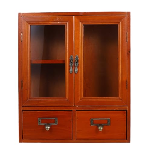 MAGICLULU Wandschrank aus Holz mit Doppeltüren Vintage Design Hängend Praktischer Organizer für Schlafzimmer Wohnzimmer und Büro Robust und Langlebig zu Installieren von MAGICLULU