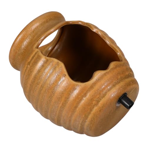MAGICLULU Wassertank aus Keramik Fischbecken Teich Wasserfallglas für den Innenbereich Dekorationen Wassermerkmal drinnen wasserspender gartenbrunnen Topfbrunnen Brunnenornamente Light Brown von MAGICLULU