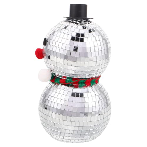 MAGICLULU Weihnachtlicher Disco Schneemann Statue Glas-schaum Material Reflektierende Kugel Winterdeko für Kamin Festliche Party Tisch Schmuck Geschenk von MAGICLULU