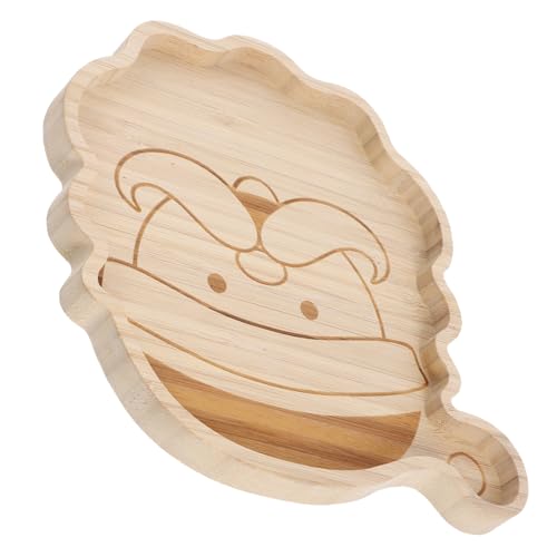 MAGICLULU Weihnachtlicher Servierteller aus Holz mit Santa Claus Design Rustikales Snack Tablett für Festliche Anlässe für Desserts Wiederverwendbar Leicht Weihnachtsdekoration von MAGICLULU
