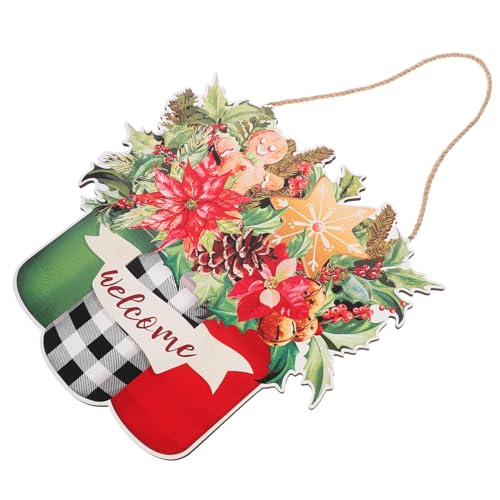 MAGICLULU Weihnachtliches Holz Türschild Hängend Langlebige Front Tür Dekoration im Jar Stil Rustikaler Weihnachtsanhänger für Party Haus und Garten Klassische Festtagsdeko Zufälliger Stil von MAGICLULU