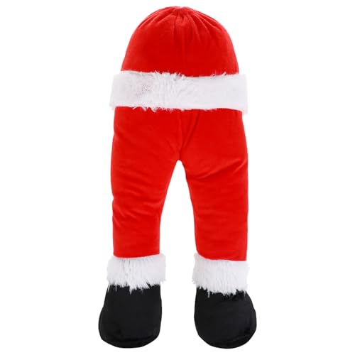 MAGICLULU Weihnachts-Weihnachtsmann-Beine Ornament Weihnachtsmann-Beine Die Im Baum Stecken Deko Ausgestopfte Künstliche Beine Weihnachtsbaumspitze Für Weihnachtsparty Kamin-Hängedekoration von MAGICLULU