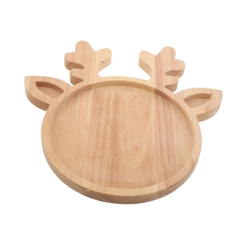 MAGICLULU Weihnachtselch Holztablett Dessertplatte Snackplatten Weihnachts Servierbrett Aus Holz Weihnachts Obsttablett Schmuckschale Aus Holz Rentiertablett von MAGICLULU