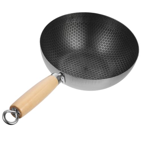 MAGICLULU Edelstahl Wok Pfanne Mit Honigwabenmuster Ergonomischer Griff Unbeschichtet Für Gasherde Braten Von Gemüse Fleisch Bbq Und Mehr von MAGICLULU