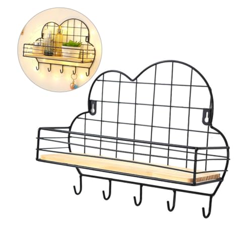 MAGICLULU Wolkenförmiges Aufbewahrungsregal aus Metall Wandmontage Stilvolle Dekoration für Wohnzimmer und Schlafzimmer Schwarz von MAGICLULU