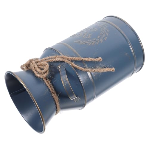 MAGICLULU Zinn-Eimer-vase Rustikaler Eimer Blumen Kernstück Verzinkter Bauerneimer Rustikale Vase Pflanzgefäß Aus Verzinktem Zinn Bauernhaus Groß Verzinkter Eimer Galvanisiertes Eisen Blue von MAGICLULU