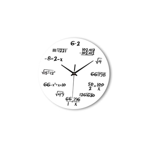 MAGICLULU bürodeko büro Dekoration uniclue Home Decor wanduhre whitn Moderne wanduhr mathematische Uhr Mathe Uhr Klassenzimmer-Wanduhr Persönlichkeit schmücken Hölzern Weiß von MAGICLULU