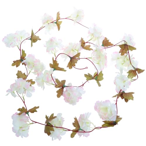 MAGICLULU Künstliche Kirschblüten Rattan Girlande Mit Blättern Dekorative Blumenrebe Für Hochzeitsdekoration Wandbehang Kranz Hellrosa von MAGICLULU