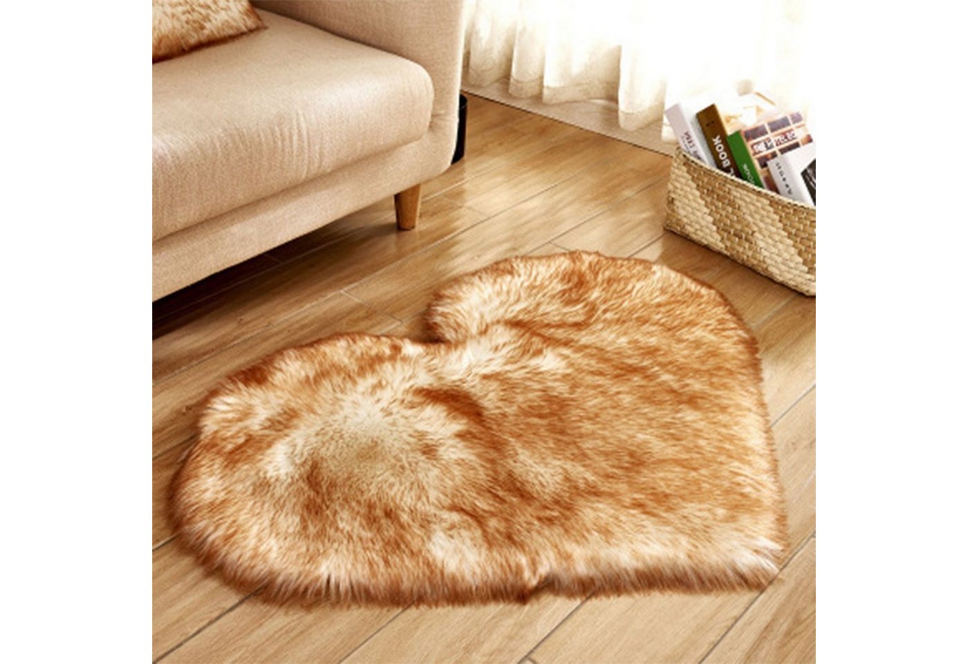 Langflor-Teppich Fußmatte aus Wollimitat Herz Plüschkissen, MAGICSHE, 30*40 von MAGICSHE