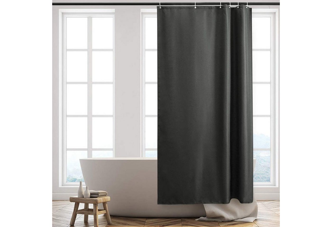MAGICSHE Duschvorhang Duschvorhang mit 12 Haken, Anti Schimmel, Wasserdicht, Textil Waschbar Breite 120 cm von MAGICSHE