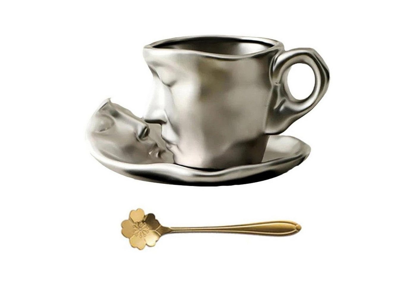 MAGICSHE Kaffeeservice Keramik Gesichtskuss Kaffeetasse & Untertasse Set, 1 Personen von MAGICSHE