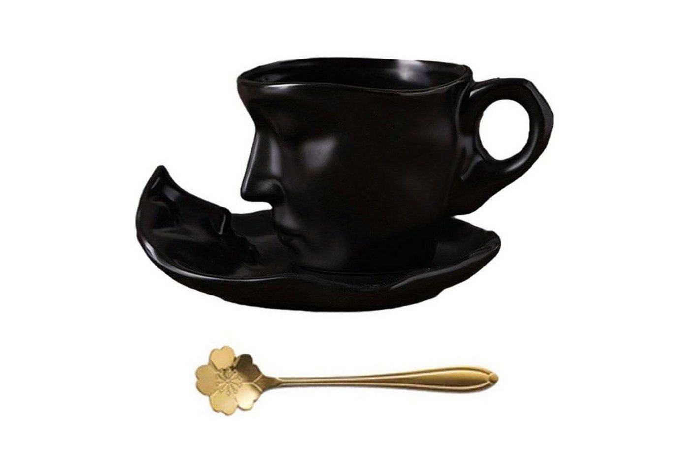 MAGICSHE Kaffeeservice Keramik Gesichtskuss Kaffeetasse & Untertasse Set, 1 Personen von MAGICSHE