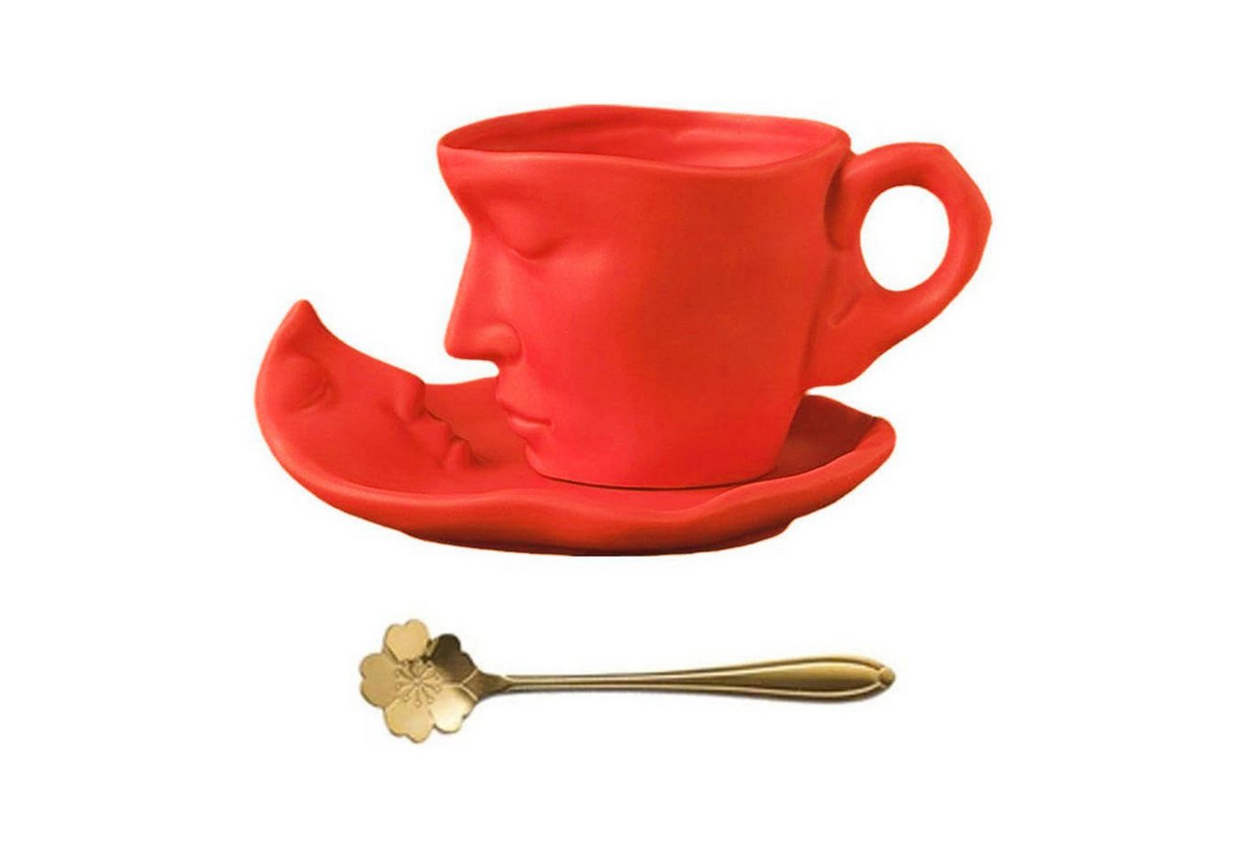 MAGICSHE Kaffeeservice Keramik Gesichtskuss Kaffeetasse & Untertasse Set, 1 Personen von MAGICSHE